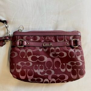 Vintage Coach Signature Wristlet Burgandy